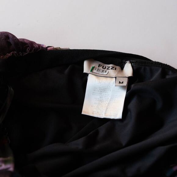 Fuzzi Purple Floral One Shoulder Tulle Gown Size M - Picture 6 of 9